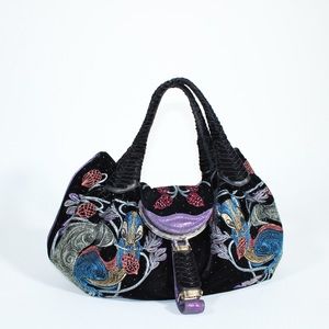 Iconic Vintage Fendi Squirrel Embroidery Velvet Spy Bag
